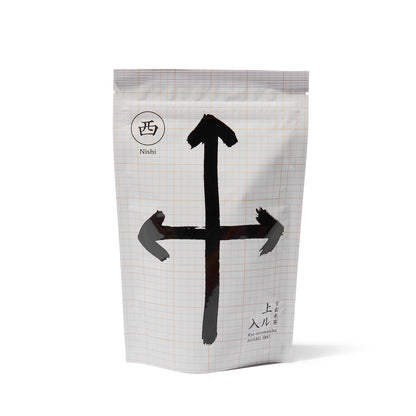 チャック袋15P／西（ほうじ茶ベース）｜京玄米茶 上ル入ル