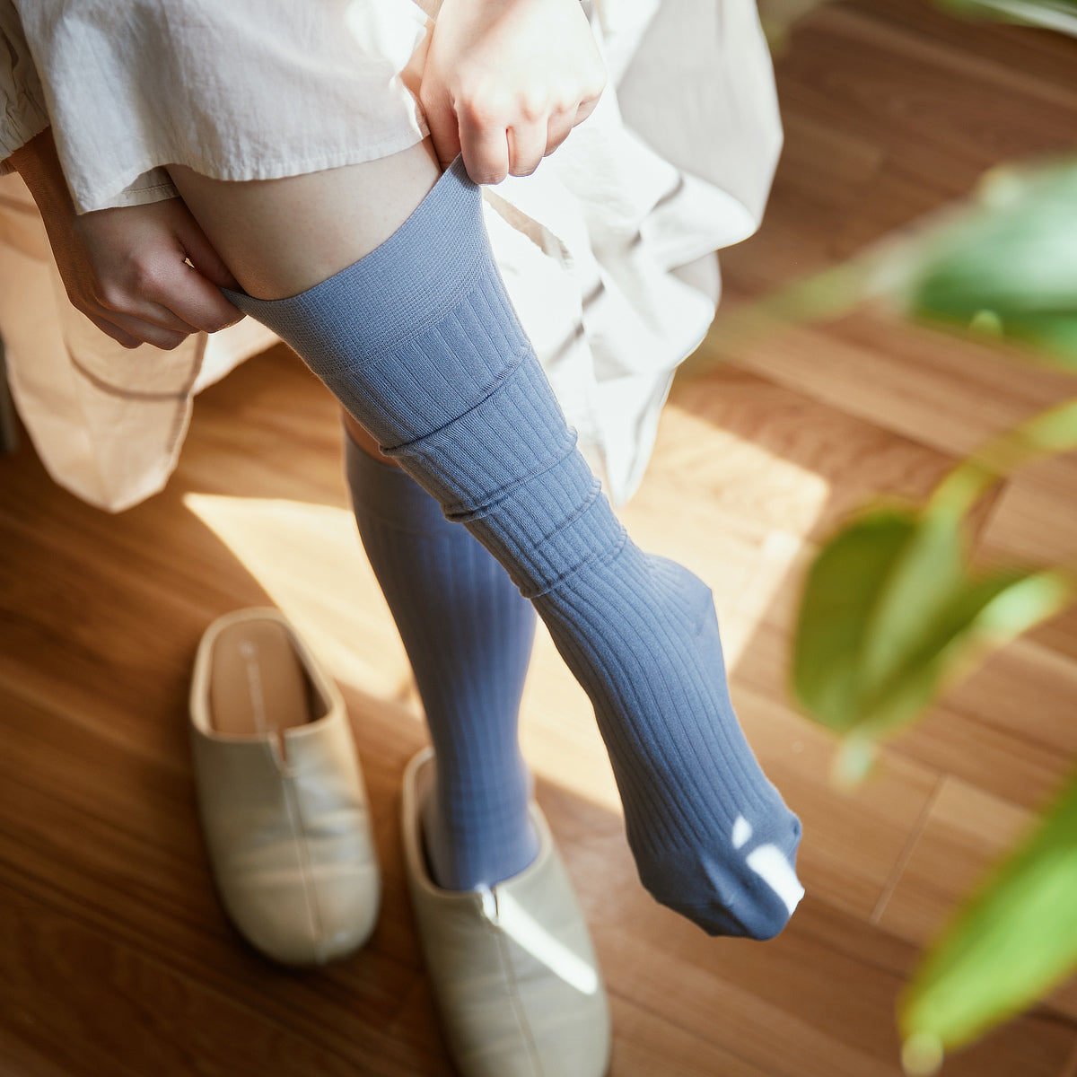 むくみ軽減のコットンリブ着圧ソックス / MAEÉ | サイズ・カラー指定