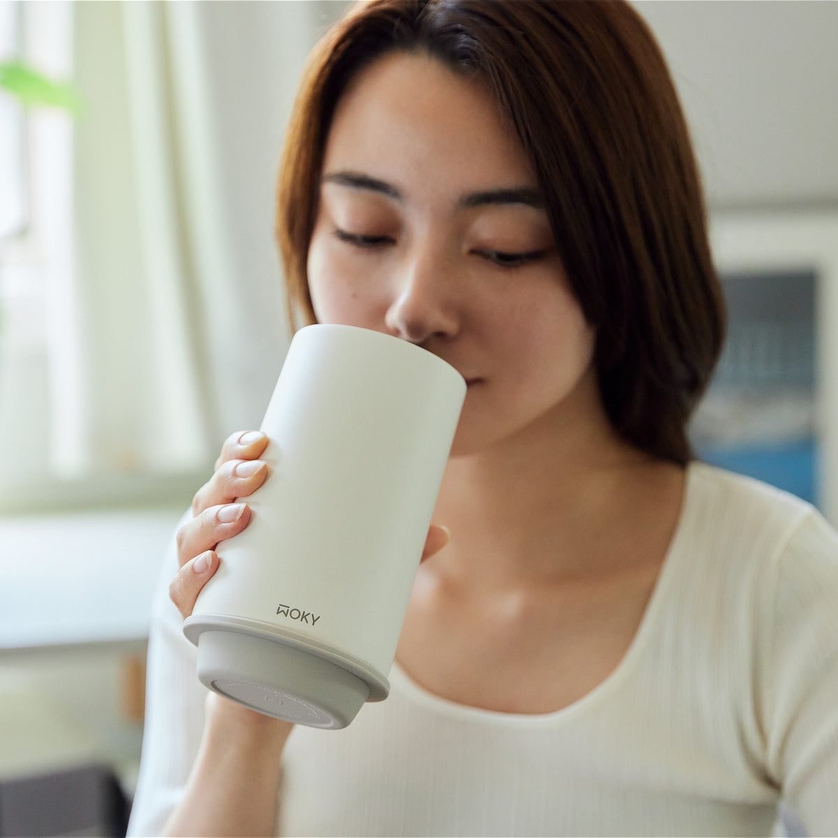 内側セラミックコーティングの広口ボトル / WOKY シルクハット 500ml